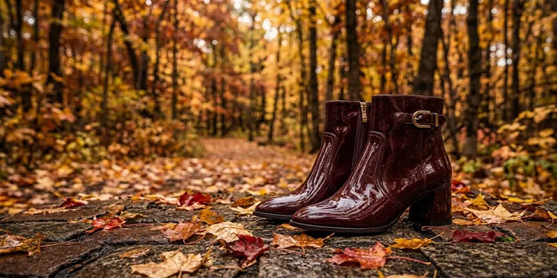 کفش پاییزی با تناژهای شاهانه شرابی و بورگاندی